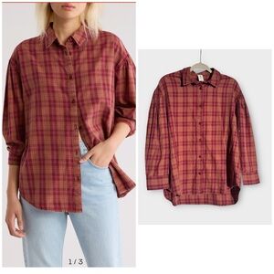 Abound Plaid Button-Up Shirt, XS